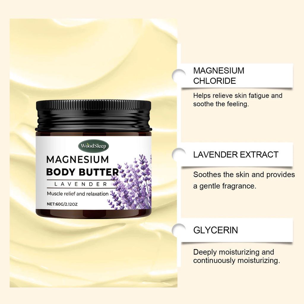 Lavender Magnesium Body Butter - A Moisturizing Cream Suitable for Dry Skin, Emitting a Relaxing Fragrance, Mild and Non-Greasy Vue
