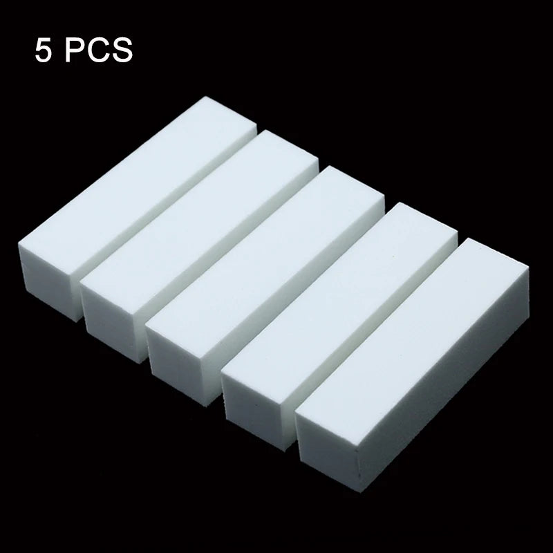 5/10 Pcs Nail Art Sanding Sponge Buffer Block Nail Buffers Files Block Grinding Polishing Manicure Nail Art Tool Vue White-5pcs