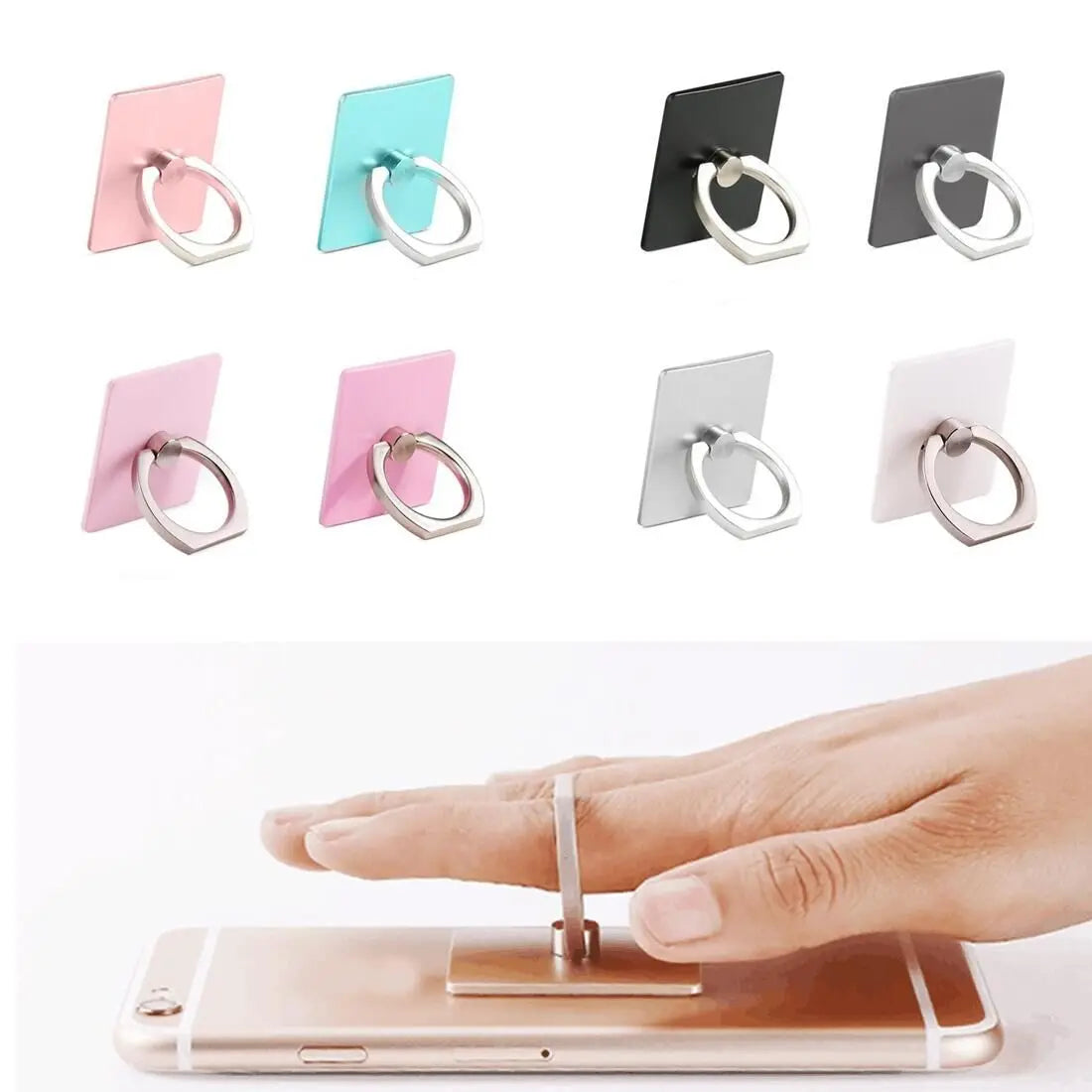 Portable Mini 360 Degree Rotation Lazy Finger Ring Stand Desk Car Holder Mount Bracket For Varies Cell Phones 9 Color Optional Vue light pink