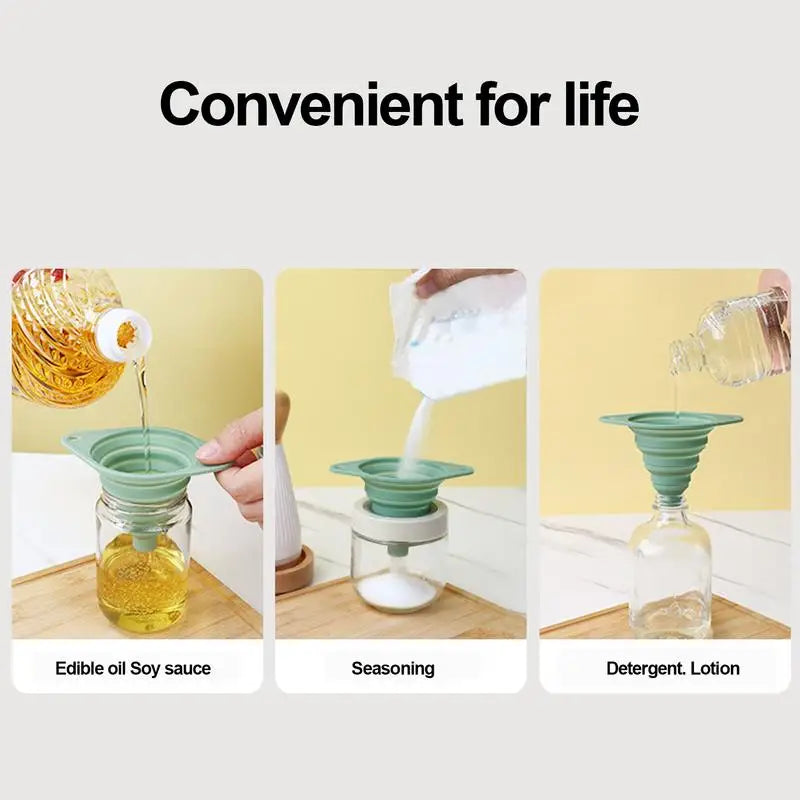 Foldable Silicone Funnel for Kitchen, Oil & Fuel Pouring Silicone Kitchen Funnel Vue