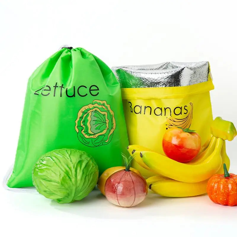 Reusable Drawstring Produce Bag – Foil Lined Fruit & Veggie Storage Produce Storage Bag Vue