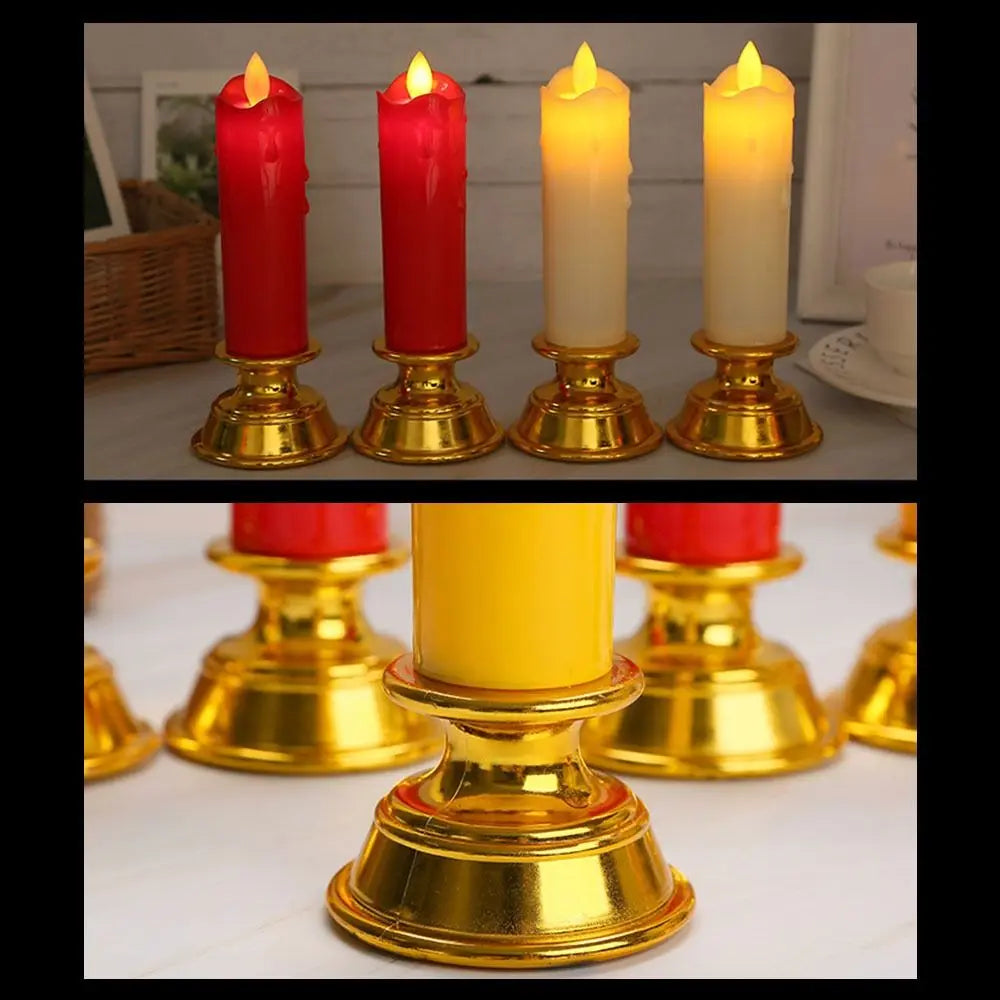 2Pcs Creative Electronic Candle Light Battery Operated Decorative Swing Flameless Candles Cordless with Light String Vue