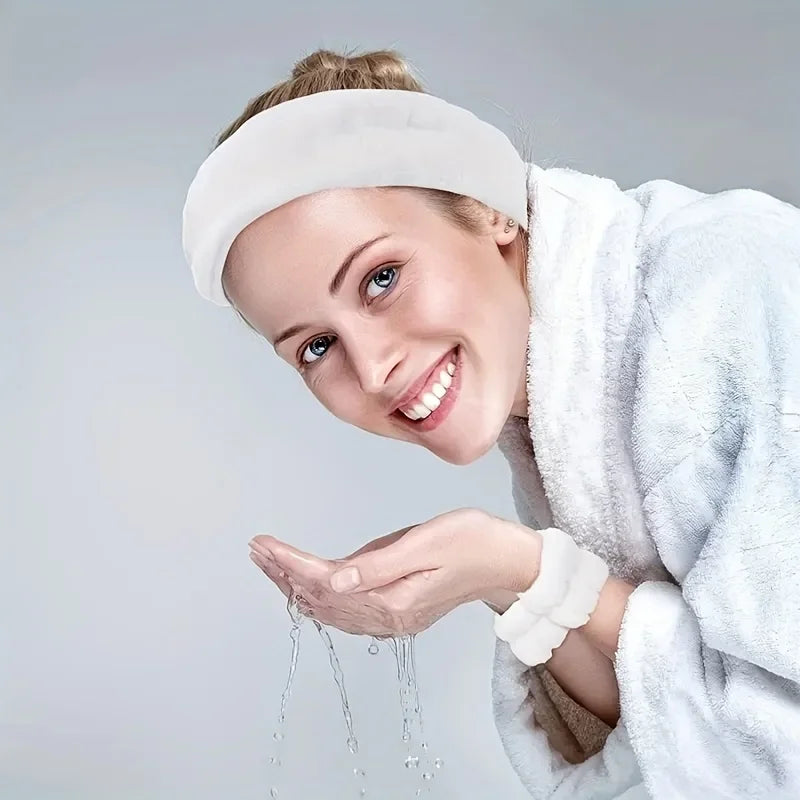 vvocci Towel Wristbands Washband Scrunchies Headband Wrist Cuffs For Women Girls For Washing Face, Hair Headband Face Wash Vue