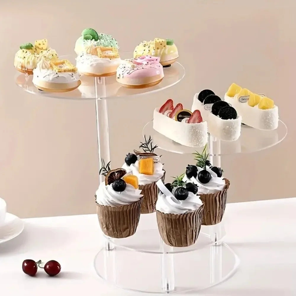 Transparent Acrylic Cake Stand Detachable Multiple Layers Dessert Display Tray Lightweight Round Cupcake Stand Tray Vue