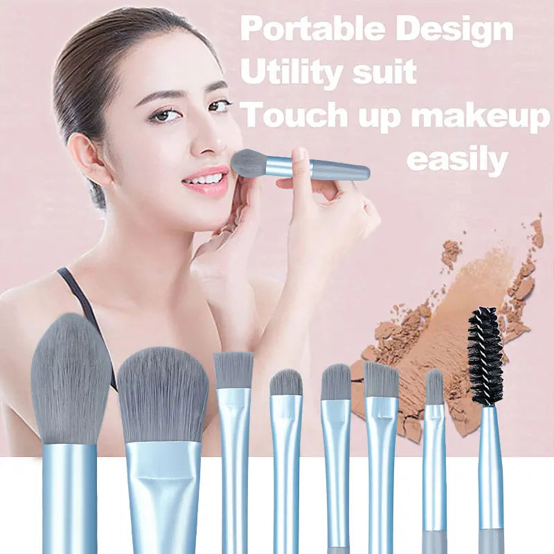 Mini Makeup Brush 8Pcs Set Soft Fluffy Makeup Brushes Foundation Powder Eyeshadow Brush Portable Travel Makeup Kit Beginner Tool Vue