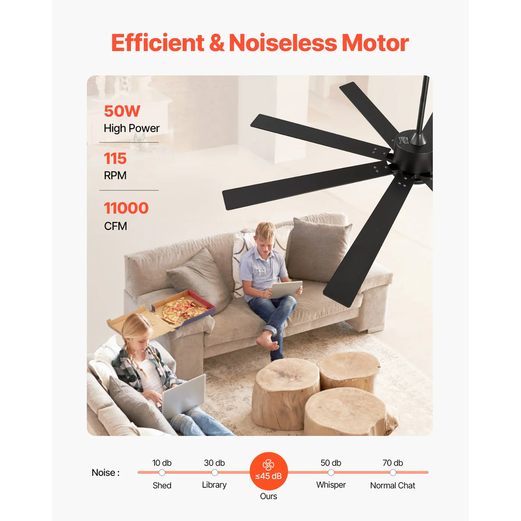 84" Ceiling Fan with Light | 6-Speed Remote | Dimmable DC Motor Ceiling Fan with Light Vue