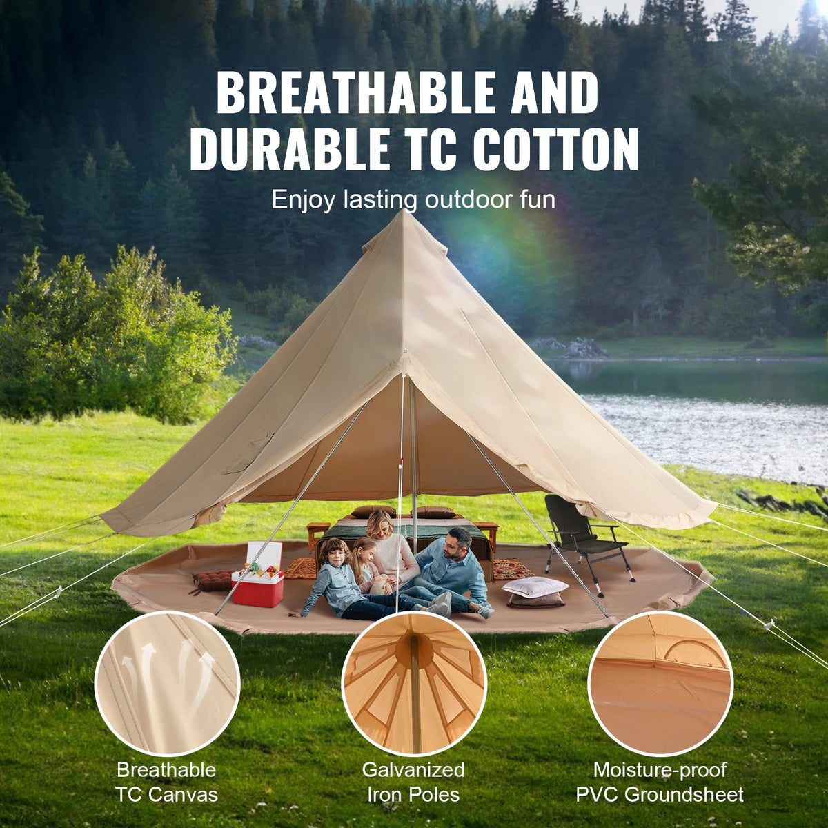 SucceBuy 4-Season Canvas Bell Tent 3–7m | Stove Jack & Yurt Style Canvas Bell Tent Vue