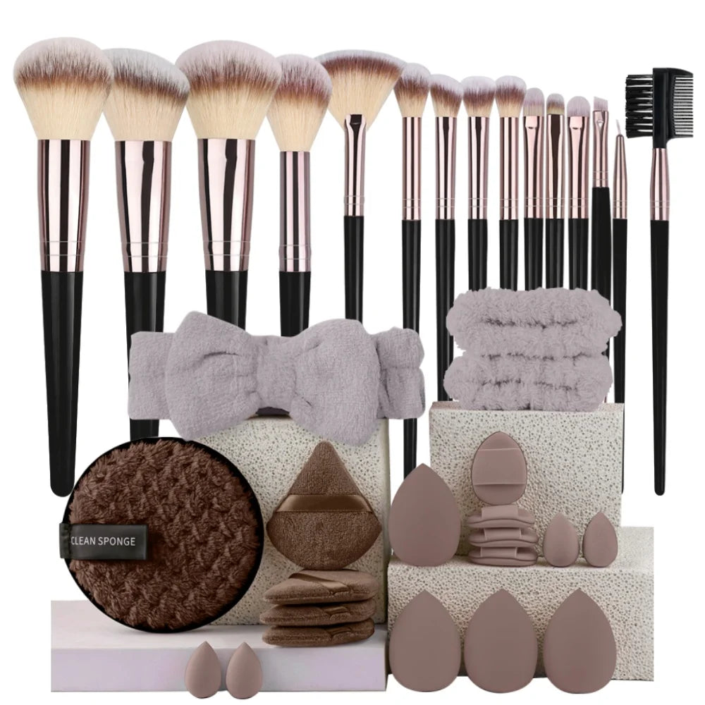 3-20pcs Makeup Brushes Set Kabuki Blending Beauty Tools for Foundation Concealer Powder Eyeshadow Blush Cosmetic Beauty Tool Vue 15BK-20BR