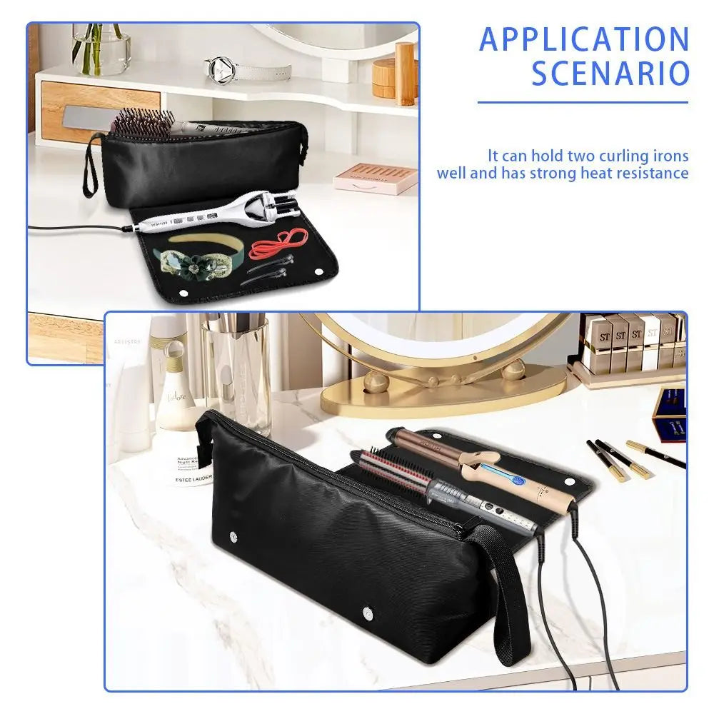 Foldable Hair Dryer Storage Bag Large Capacity Soft Magnetic Curler Storage Bag Heat Insulation Pad Compact Vue