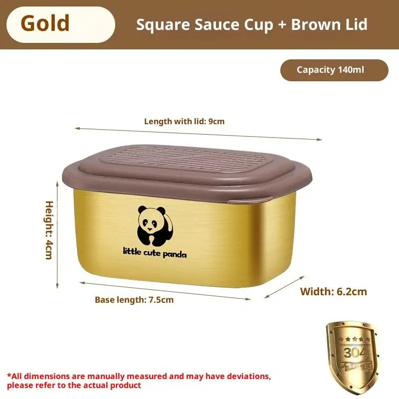 140ml With Sealed Lid Seasoning Box Leak-proof 304 Stainless Steel Sauce Cup Durable High Quality Condiment Containers〔CC11〕 Vue Gold brown