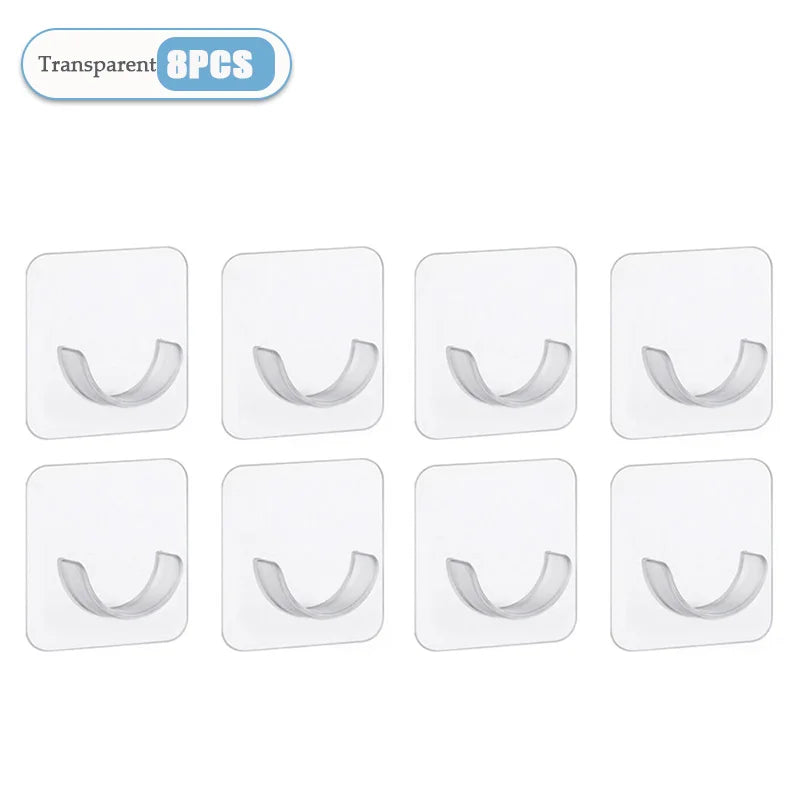 Strong Curtain Rod Bracket Holders Hooks Self-adhesive Rod Holder Clothes Rail Bracket Toilet Home Bathroom Accessories Vue Transparent-8PCS