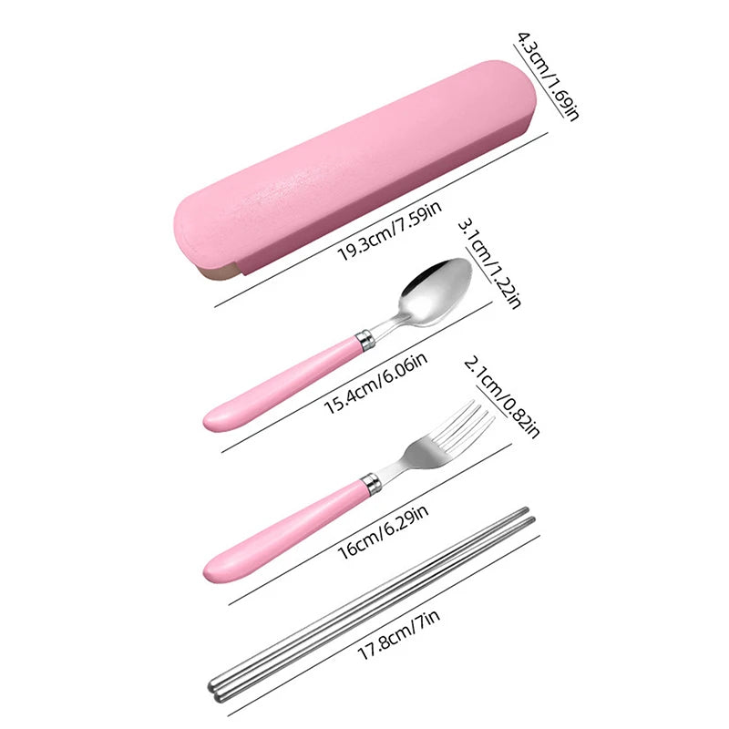 Stainless Steel Portable Cutlery Outdoor Camping Fork Spoon Vue Pink