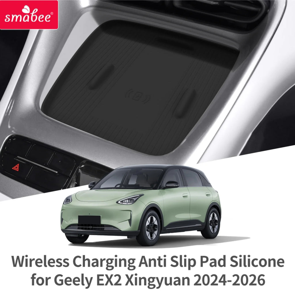 Smabee LHD for Geely EX2 Xingyuan 2024-2026 Car Silicone Wireless Charging Anti Slip Pad Mobile Mat Accessories Black Vue