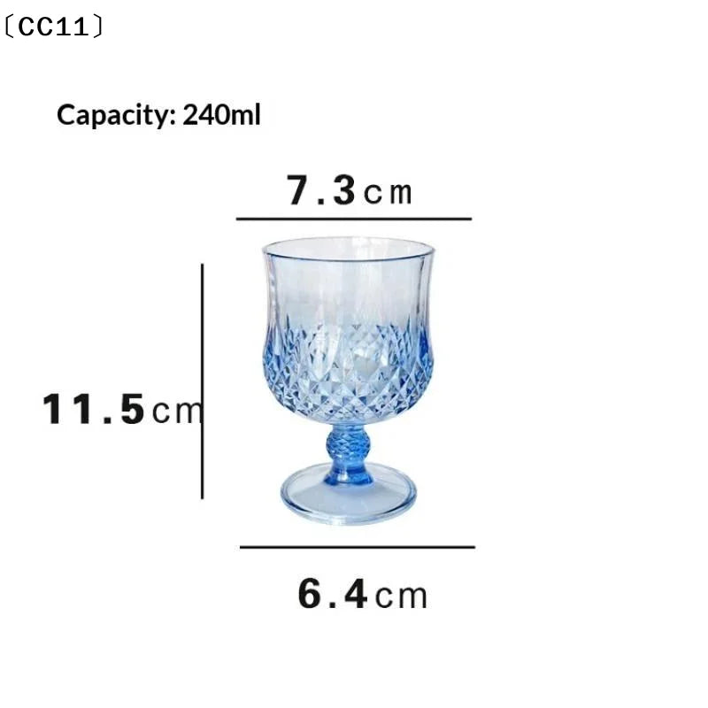 Plastic Wine Glasses Vintage Champagne Cups Cut Goblets Unbreakable