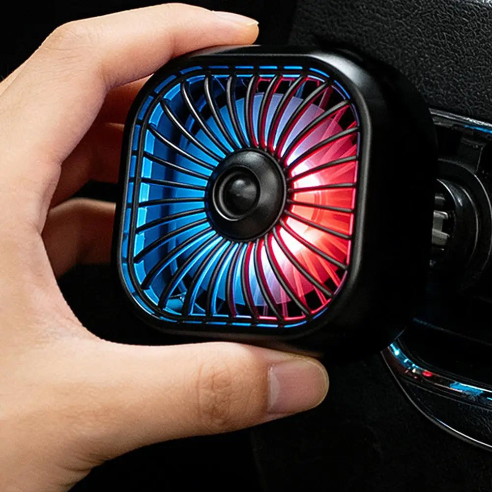 Car Air Conditioner Outlet Mini Clip Fan 3 Speeds Adjustable Powerful Cooling Fan Car USB Atmosphere Colorful Light Electric Fan Vue