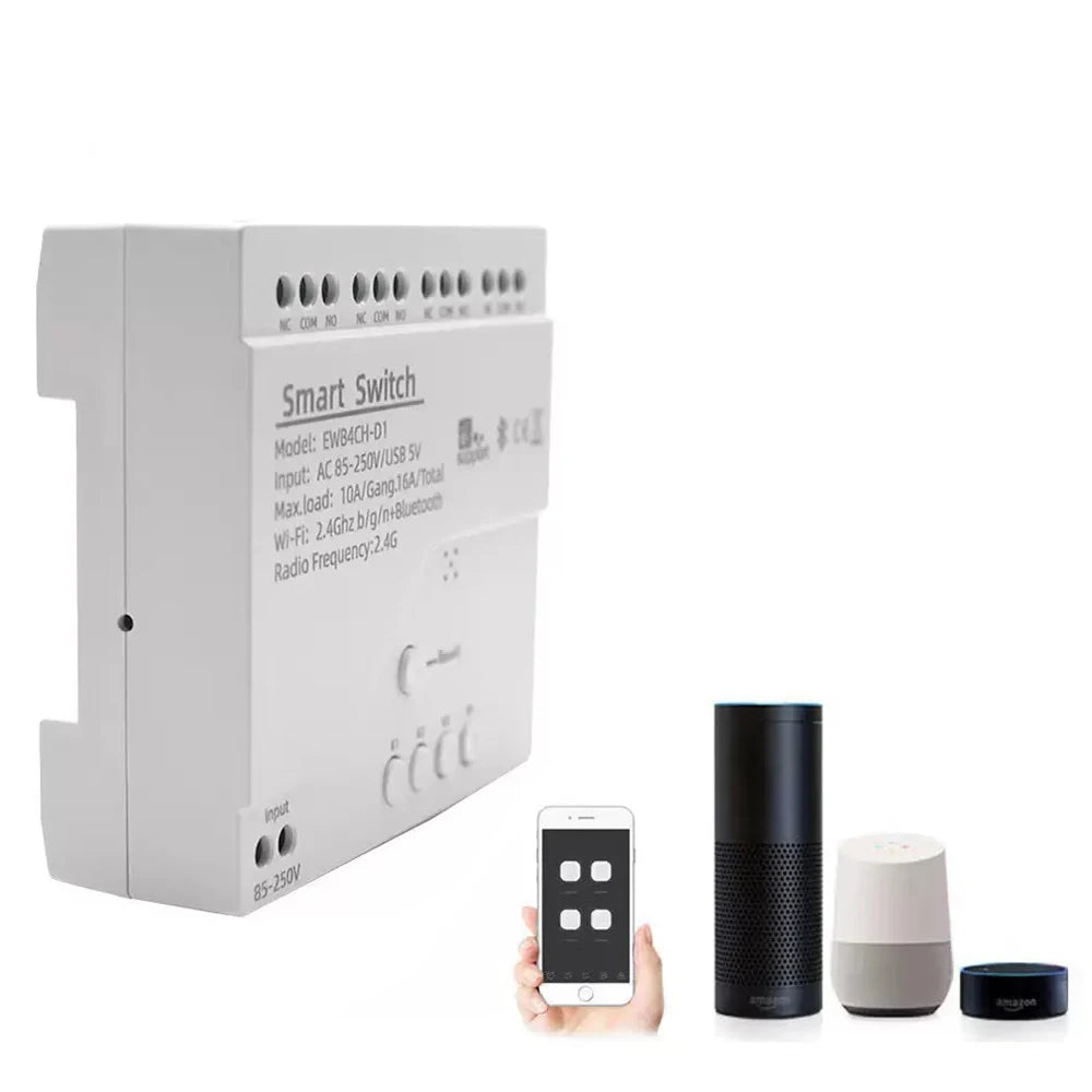 EWelink WiFi Smart 4CH Relay Switch 10A Relay Module Voice/APP Remote Control USB 5V 7-32V 85-250V RF433 Receiver Smart Home Vue