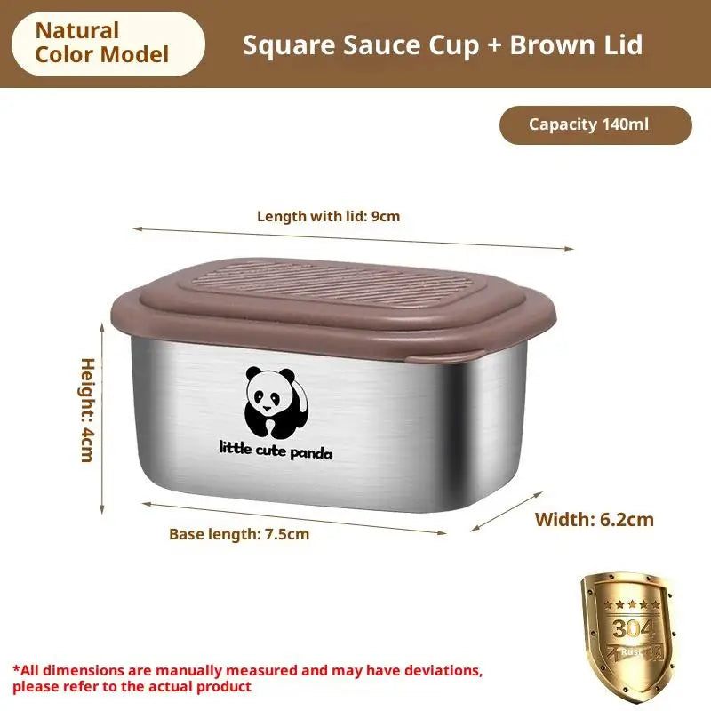 140ml With Sealed Lid Seasoning Box Leak-proof 304 Stainless Steel Sauce Cup Durable High Quality Condiment Containers〔CC11〕 Vue Silvery brown