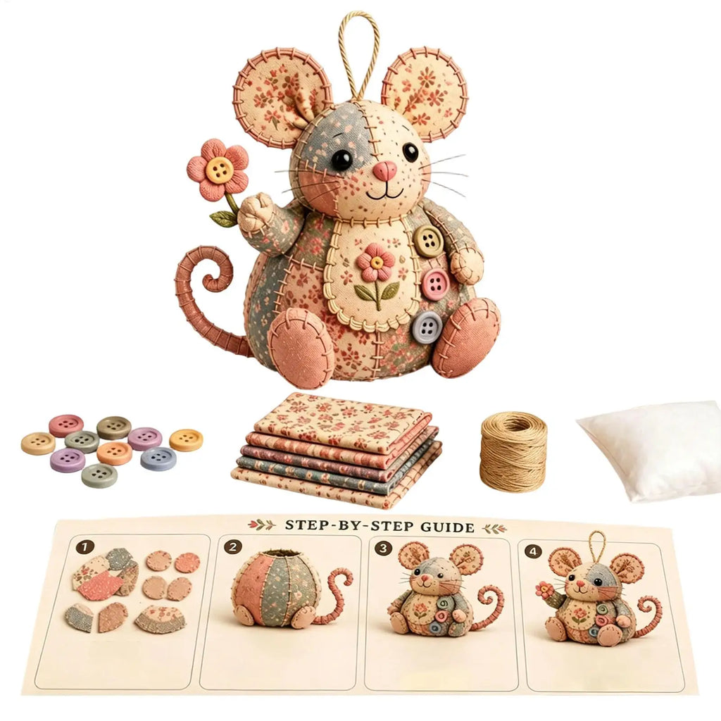 Mouse DIY Craft Material Kit Cute Mouse Ornament DIY Craft Handmade Animal Art Project Set for Beginners Women Hobbyists Vue