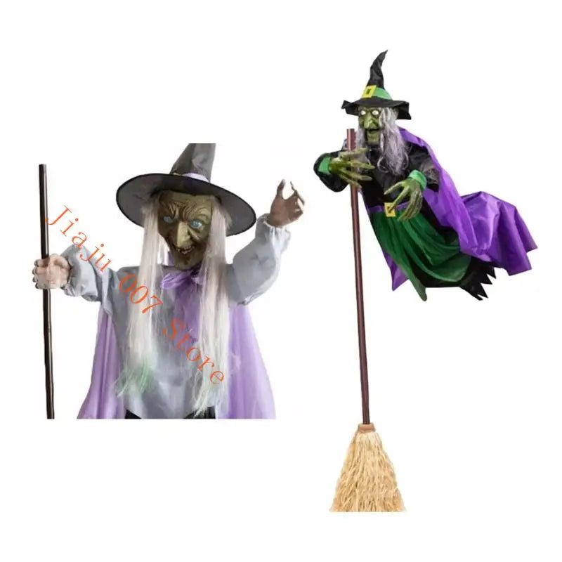 Animated Floating Witch Halloween Decoration – Sound & Motion Halloween Animated Prop Vue