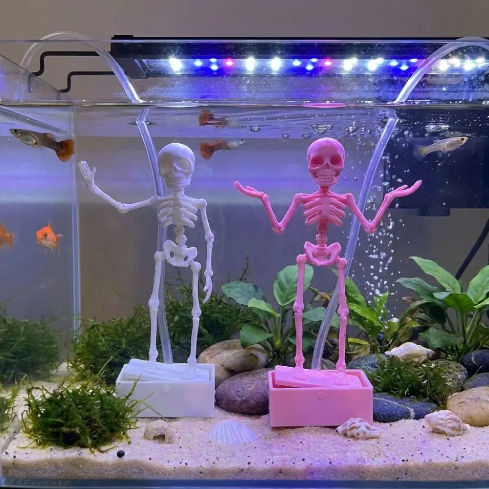 Realistic Dancing Skeleton Aquarium Bubbler with Suction Base Movable Wiggle Fish Tank Dance Skull Bubbler Fade Resistant Vue
