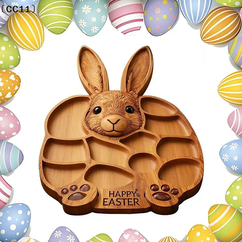 2026 Easter Bunny Wooden Charcuterie Board, Rabbit Wooden Deli Board, Cute Rabbit-Shaped Serving Tray With Compartments〔CC11〕 Vue