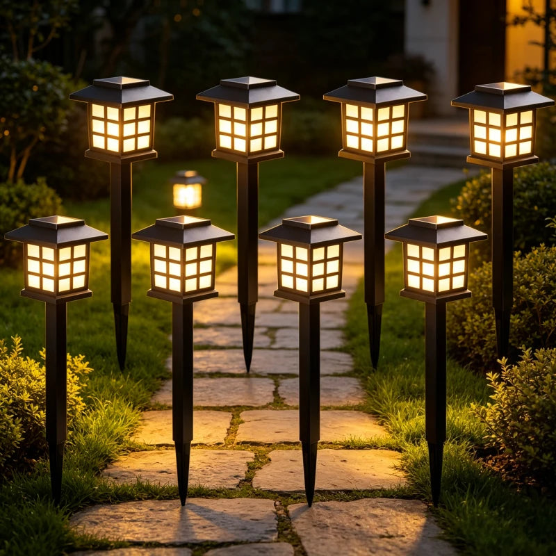 8pcs Led Solar Pathway Lights Waterproof Outdoor Solar Lamp for Garden/Landscape/Yard/Patio/Driveway/Walkway Lighting Vue