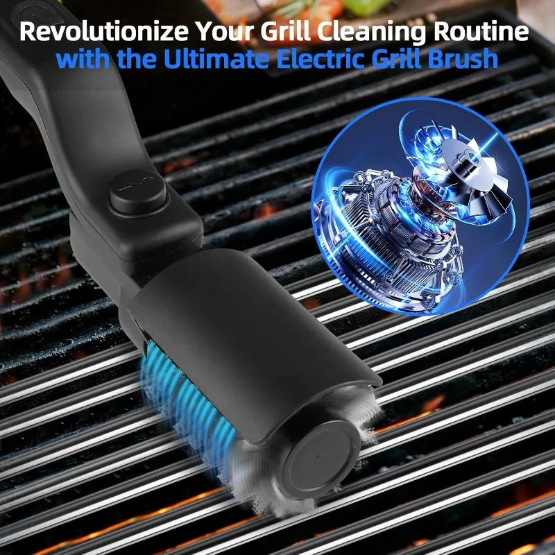 Electric Grill Brush 2 in 1 Cordless Rechargeable Grill Cleaning Brush Stainless Steel Brush Head 3-Speed Power for BBQ Grates Vue