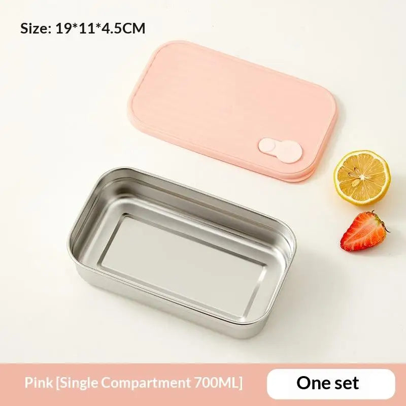 Portable 304 Stainless Steel Lunch Box Reusable Sealed Leak Proof Vue 700ML Pink