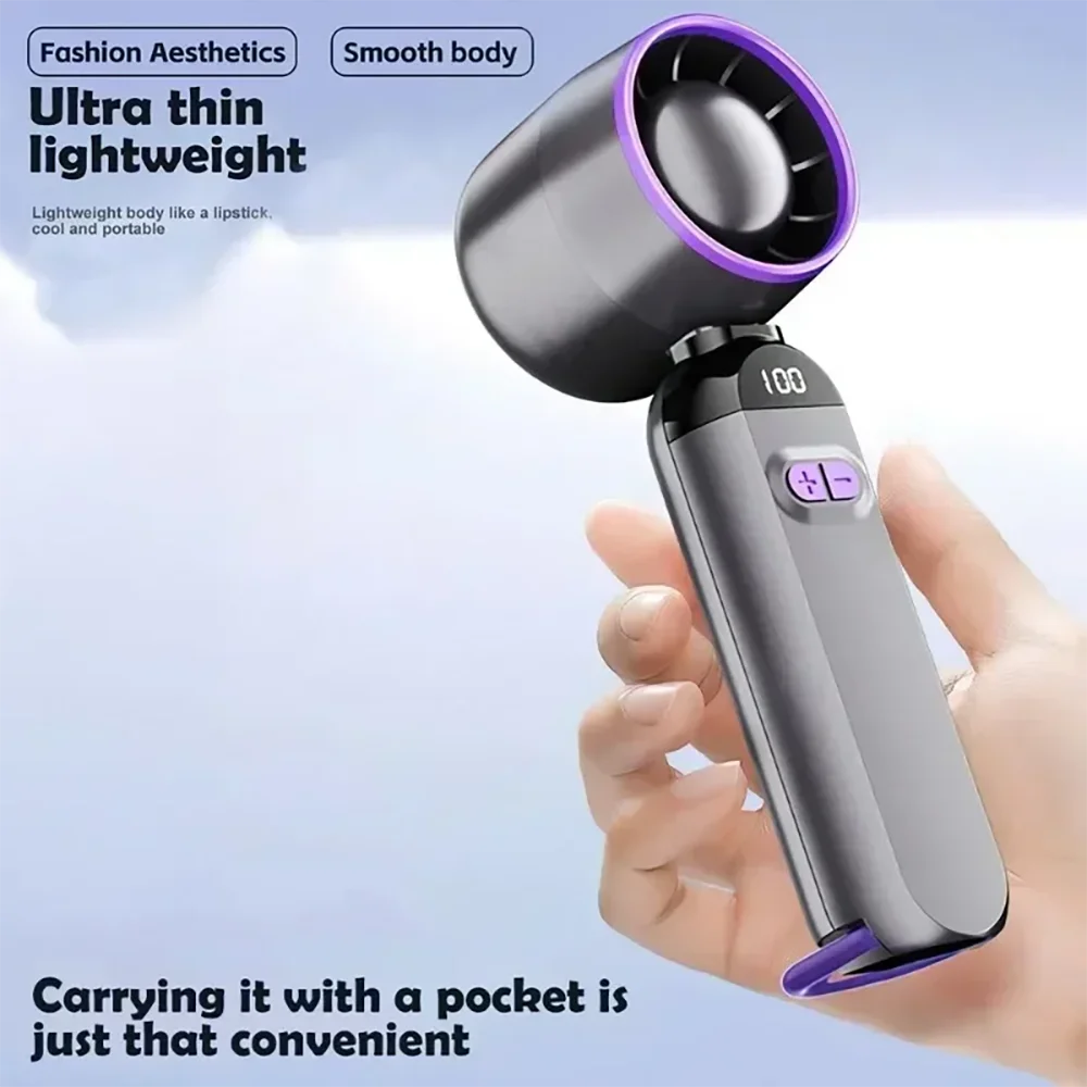 New MINI Handheld Fan With 100 Adjustable Speed Settings And A 3000mAh Battery—Ideal For Outdoor Hiking Vue