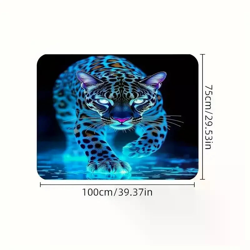 Blue Cheetah Print Car Trunk Mat Suitable All-weather Cargo Lining