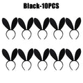 1-10PCS Bow Bunny Ear Headband Set for Girls Adult Costume Role Play Easter Halloween Party Masquerade Dance Night Club Vue Black-10PCS
