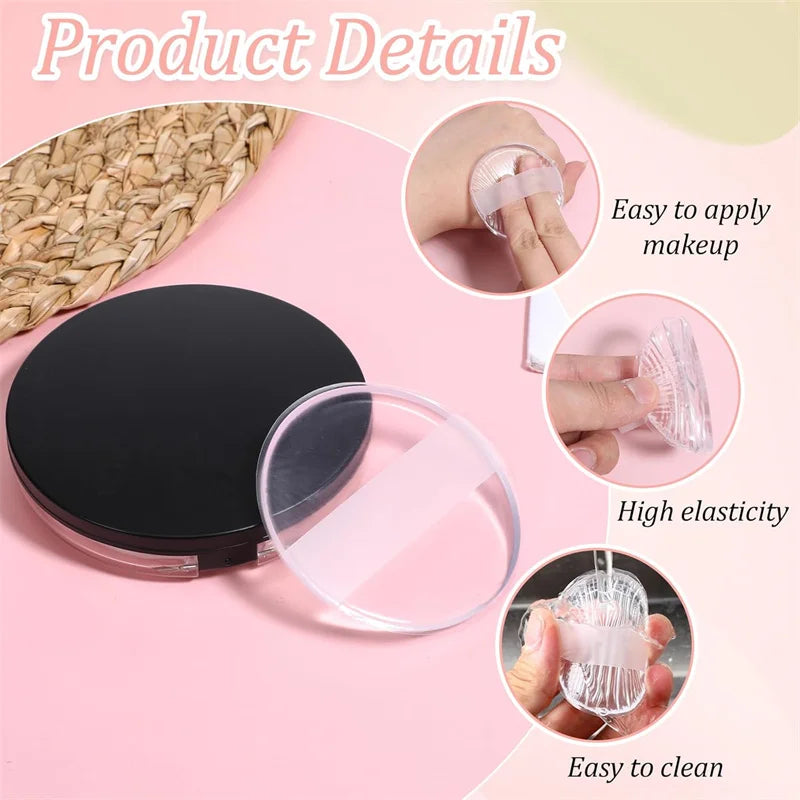 3/5/8pcs Clear Round Silicone Powder Puffs Air Cushion Powder Foundation Puffs Transparent Non-Absorbent Cosmetic Blender Puff Vue