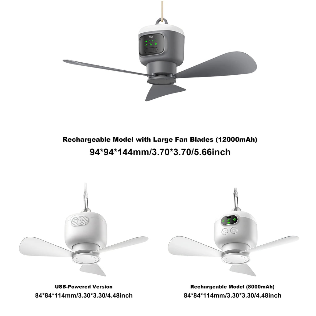 Hanging Tent Fan with LED Light & Remote | APWIKOGER Hanging Camping Fan Vue