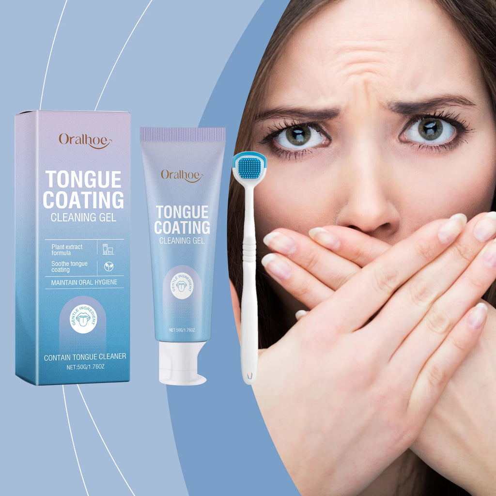 Tongue Cleaner For Remove Tongue Coating Inhibit Oral Bacteria Improve Bad Breath Freshener Tongue Cleansing Gel Toothbrush Set Vue
