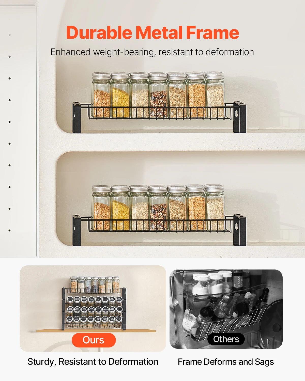 4-Tier Stackable Spice Rack Organizer – Countertop & Wall Mount Spice Rack Organizer Vue