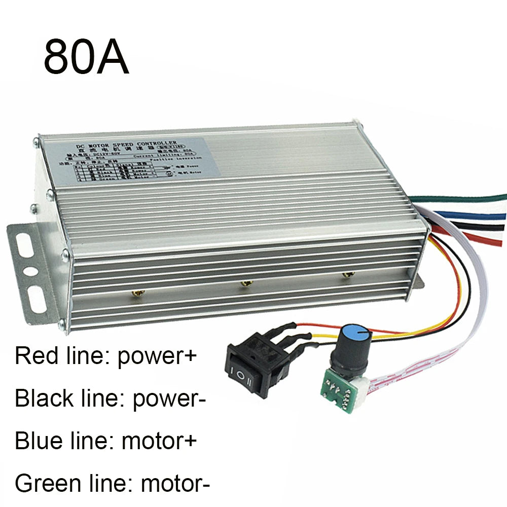 DC10-36V Motor Speed Controller Forward and Reverse 0-100% Motor Speed Adjustable Regulator 80A DC Brush Motor Speed Governor Vue Default Title