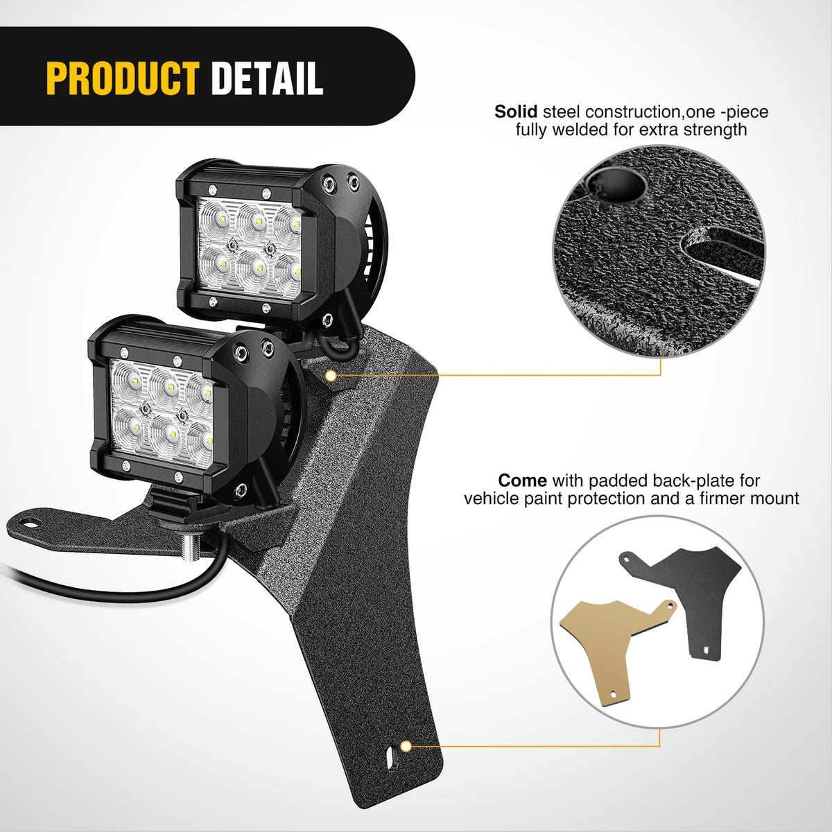 Nilight 2Pcs Windshield Hinge Mounting Brackets Dual A-Pillar for Offroad LED Fog Light Pods for 2018 2019 2020 2021 2022 2023 Wrangler JL/2020-2023 Gladiator JT , 2 Years Warranty,Black Vue