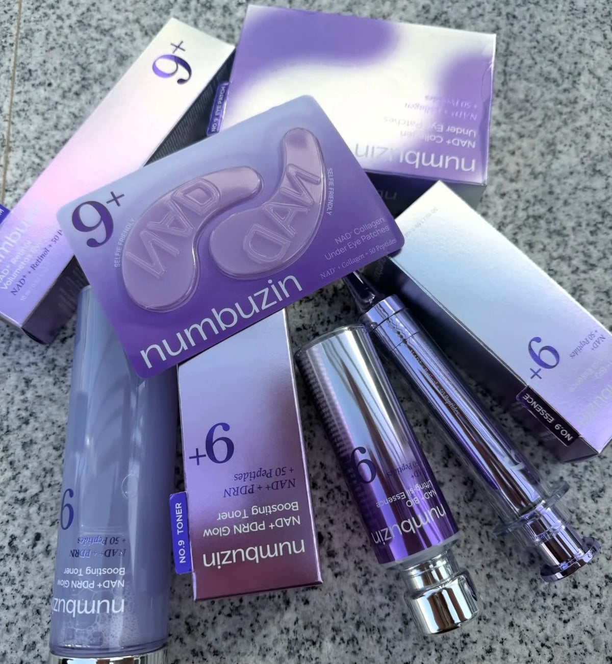 Original Numbuzin No9+ Face Care Collection NAD+ PDRN Glow Boost Toner 5+Glutathione Vitamin Concentrated Essence 3+Bifida Serum Vue