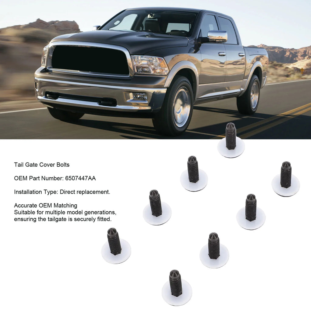 8PCS Tail Gate Cover 6507447AA High Strength Plastic Replacement for Ram 1500 2500 3500 2002-2022 Vue