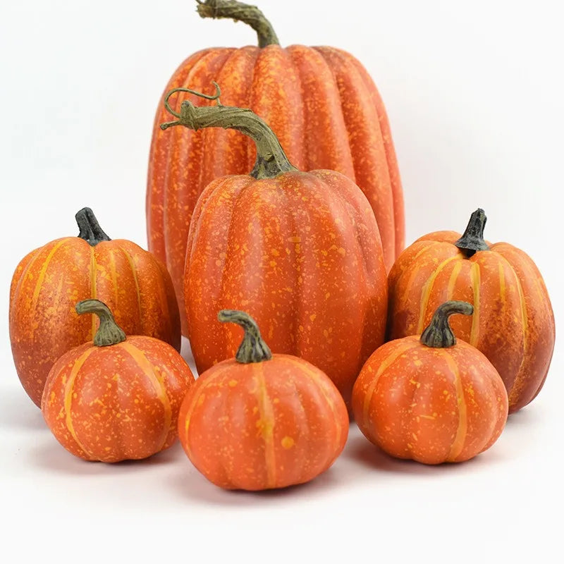 7PCS Fake Pumpkin Decoration for Halloween DisplayPhotography and Early Education Prop for Cabinet or Home Decor Home Decor Vue Yellow-7PCS