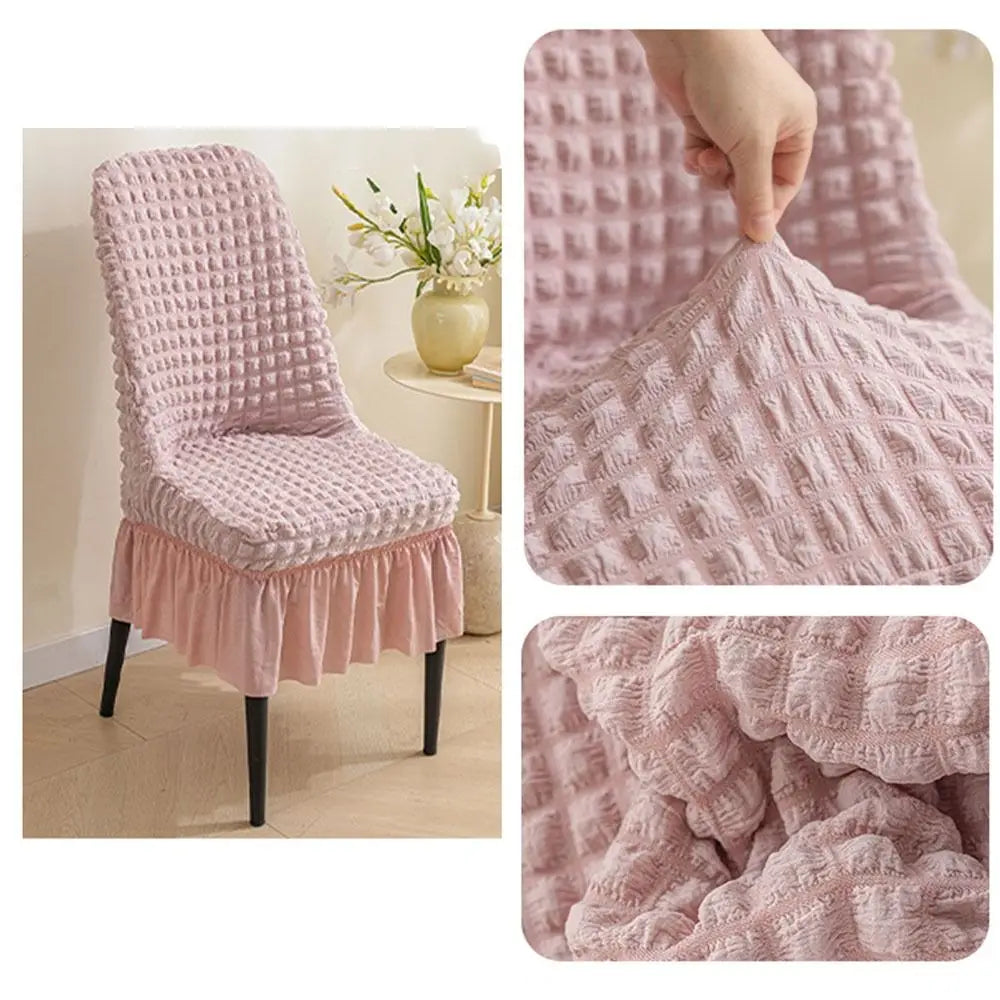 Stretchable Seersucker Stretch Puff Chair Cover Wrinkled Fabric Anti-Slip Seersucker Chair Seat Cover Pet-Resistant Breathable Vue