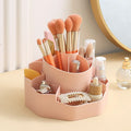 360 Degree Rotating Makeup Brushes Organizer with 13 Compartment Detachable 2 in 1 Spinning Makeup Brush Lip Gloss Organizer Box Vue 2 in 1-Pink
