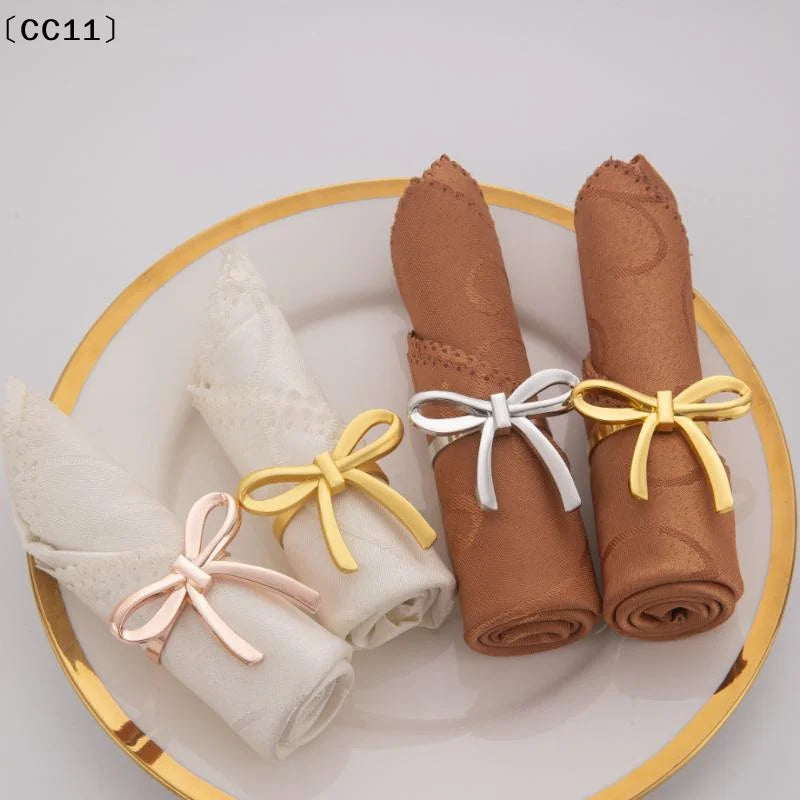 Gold Bow Napkin Ring Reusable Holder Suitable Valentine's Day Parties