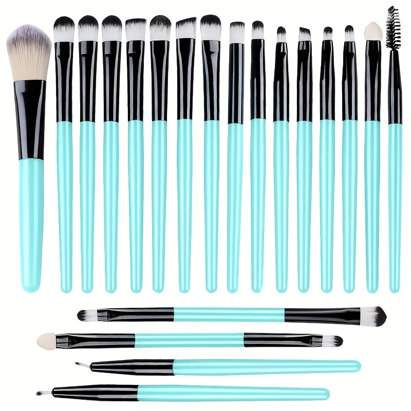20Pcs Makeup Brush Set Eyeshadow Eyeliner Brushes Foundation Concealers Powder Blush Blending Beauty Tool with Makeup Sponge Kit Vue 20GN-B