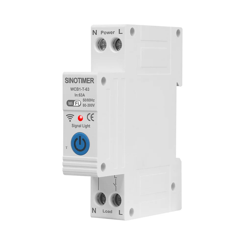 WCB1-T-63 Tuya Smart Remote Control Circuit Breaker 60-300V 50/60Hz 63A WiFi Remote Control On-Off Timer Switch Protector Vue
