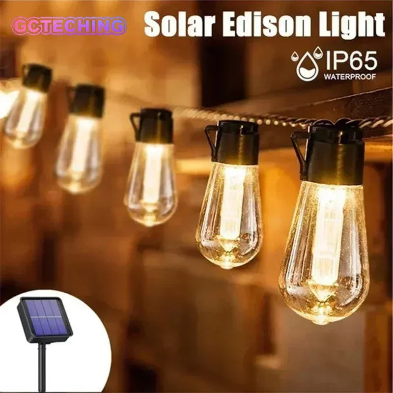 String Lights Outdoor Garland Connectable Shatterproof Waterproof Plastic LED Bulb Dimmable Patio Garden Decor Fairy Lighst Vue Warm White 30Bulbs