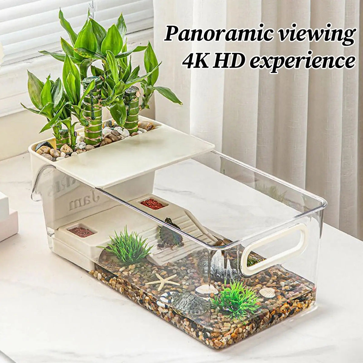 Turtle Aquarium Multi-functional Aquarium Transparent Terrarium for Crayfish Hermit Crabs Frog Reptile Tortoise Habitat Basking Vue