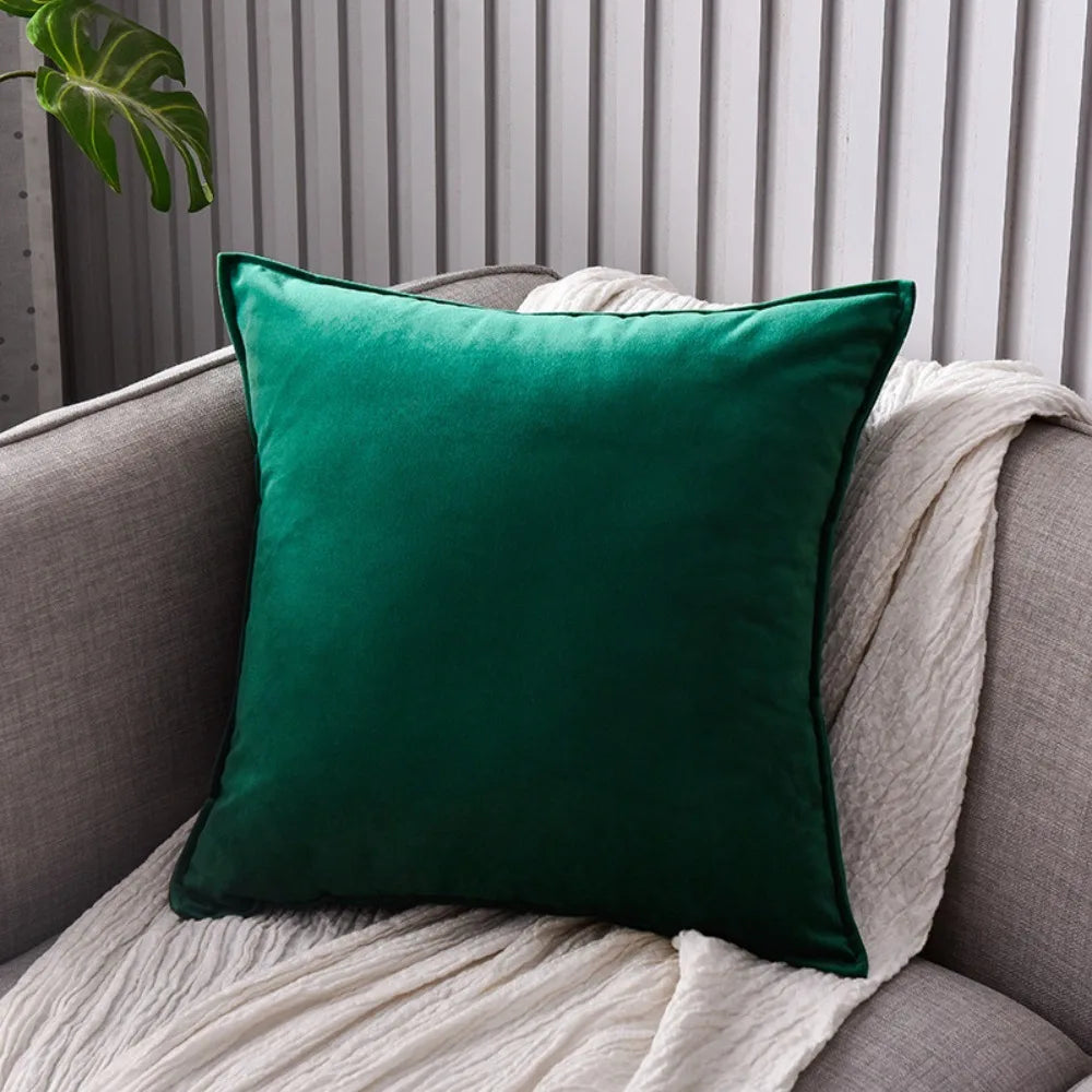 Comfortable Nordic Style Velvet Throw Pillow Cover Solid Color Soft Cushion Cover 60cm Large Size Sofa Pillowcase Hotel Vue Green