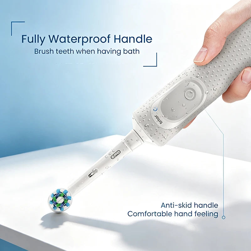 Oral-B D100 Electric Toothbrush Full Waterproof Body Anti-Slip Grip Deep Clean Comes With 8 Brush Heads For Up To 2 Years Of Use Vue