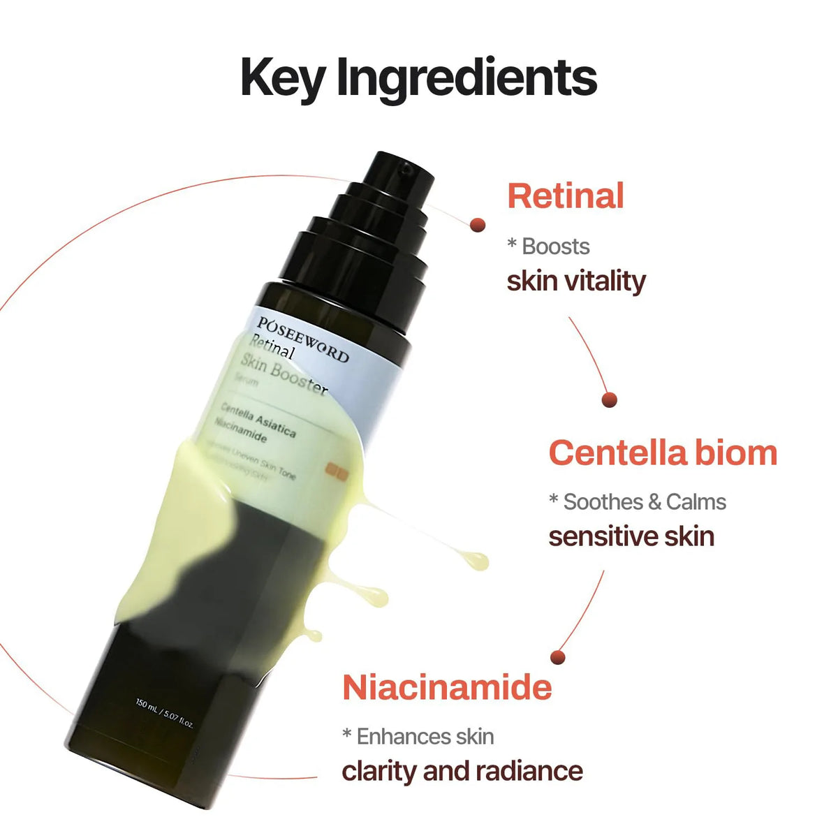 150ml Glow Intensive Retinol Skin Boosting Serum Fading Dark Spot Balancing Skin Tone Improve Fine Line Brightening Skin care Vue